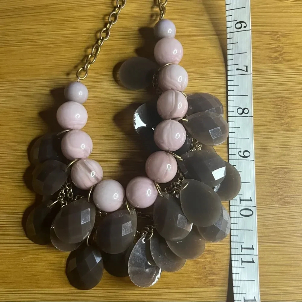 Elegant Pink and Brown Beaded Necklace